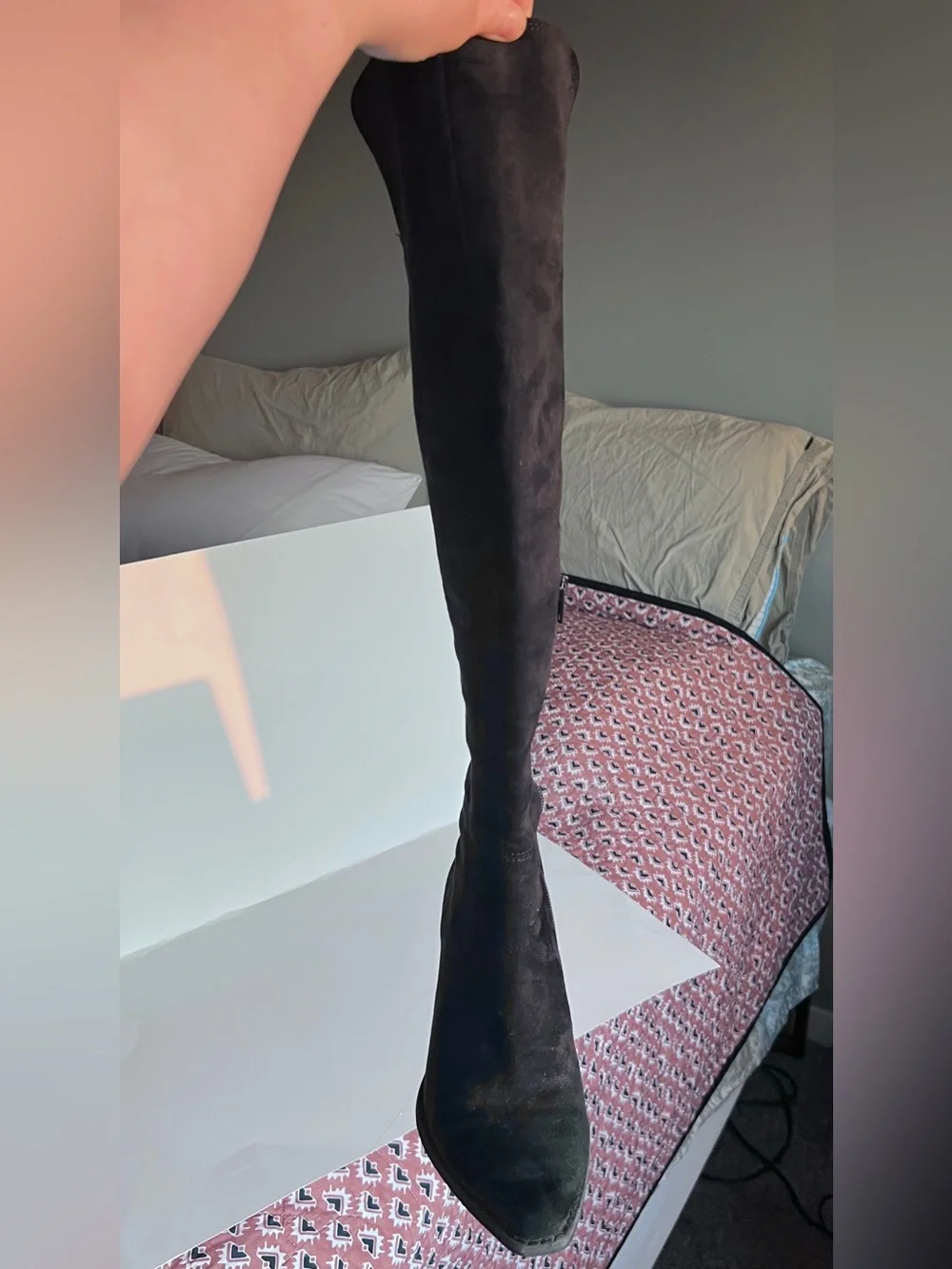 Black Over-the-Knee Suede Boots